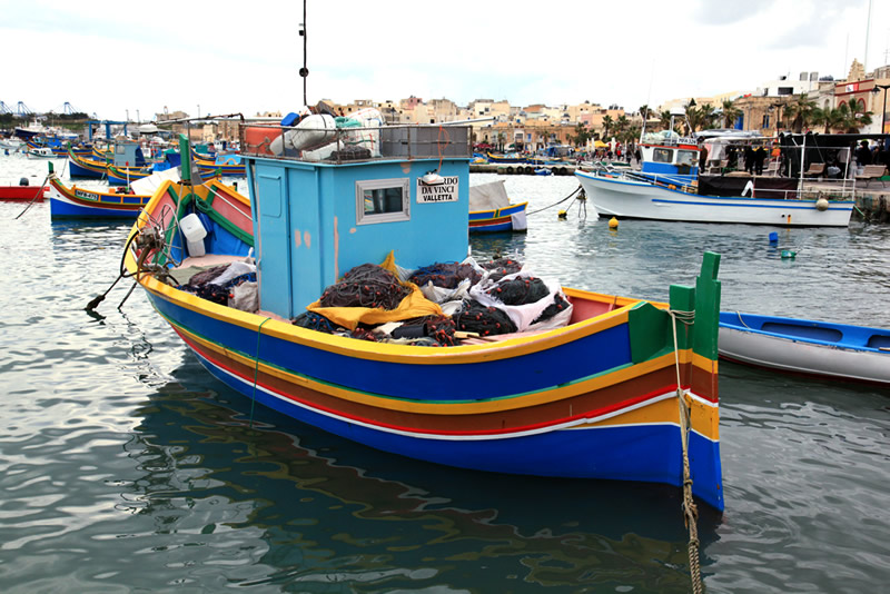 Fishing boat in a harbor on the island of Malta