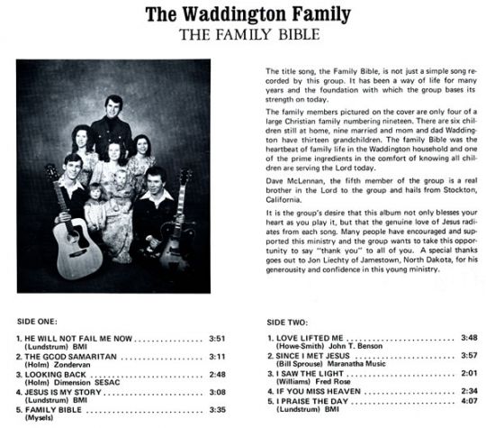 The Family Bible: The Waddington Family Backcover